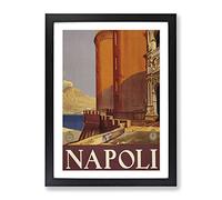 Vintage Travel Poster Napoli Vintage Framed Wall Art Print, Ready to Hang Picture for Living Room Bedroom Home Office Décor, Black A2 (64 x 46 cm)