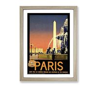 Vintage Travel Poster Paris No.1 Vintage Framed Print | A4 Oak Framed Wall Art | Ready to Hang | Classic Nature Picture | Living Room Bedroom Lounge Office