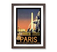 Vintage Travel Poster Paris No.1 Vintage Framed Print | A4 Walnut Framed Wall Art | Ready to Hang | Classic Nature Picture | Living Room Bedroom Lounge Office