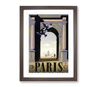 Vintage Travel Poster Paris No.2 Vintage Framed Print | A3 Walnut Framed Wall Art | Ready to Hang | Classic Nature Picture | Living Room Bedroom Lounge Office