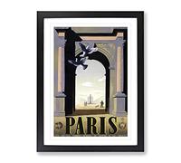 Vintage Travel Poster Paris No.2 Vintage Framed Print | A4 Black Framed Wall Art | Ready to Hang | Classic Nature Picture | Living Room Bedroom Lounge Office