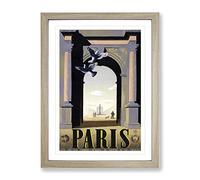 Vintage Travel Poster Paris No.2 Vintage Framed Print | A4 Oak Framed Wall Art | Ready to Hang | Classic Nature Picture | Living Room Bedroom Lounge Office