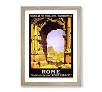 Vintage Travel Poster Rome Vintage Framed Print | A3 Oak Framed Wall Art | Ready to Hang | Classic Nature Picture | Living Room Bedroom Lounge Office