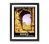Vintage Travel Poster Rome Vintage Framed Print | A4 Black Framed Wall Art | Ready to Hang | Classic Nature Picture | Living Room Bedroom Lounge Office