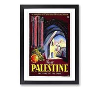 Vintage Travel Poster Visit Palestine Framed Print | A2 Black Framed Wall Art | Ready to Hang | Classic Nature Picture | Living Room Bedroom Lounge Office