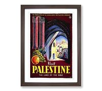 Vintage Travel Poster Visit Palestine Framed Print | A2 Walnut Framed Wall Art | Ready to Hang | Classic Nature Picture | Living Room Bedroom Lounge Office
