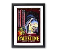 Vintage Travel Poster Visit Palestine Vintage Framed Print | A2 Black Framed Wall Art | Ready to Hang | Classic Nature Picture | Living Room Bedroom Lounge Office