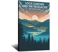 Vintage Travel Posters Loch Lomond National Park Canvas Art Print Office Family Bedroom Decorative Posters Gift Wall Decor Poster 8x12inchs(20x30cm) Frame-.