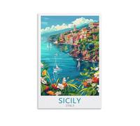 Vintage Travel Posters Sicily Italy Canvas Art Print Office Family Bedroom Decorative Posters Gift Wall Decor Poster 20x30inch(50x75cm) Unframe