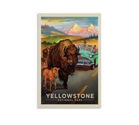 Vintage Travel PosterYellowstone National Park Bison Crossing-KC Poster Decorative Painting Canvas Wall Posters And Art Picture Print Modern Family Bedroom Decor Posters 08x12inch(20x30cm)