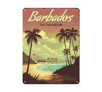 Vintage Travel Scenery Metal Tin Signs Barbados Tropical Island Poster Signs Wall Art Decor Plaque for Home Bedroom Bar Club Cafe Bathroom Kitchen 8x12 Inch