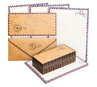 Vintage Travel Stationery Paper with Coordinating Envelopes 48 Pack