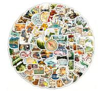 Vintage Travel Stickers, 100pcs Aesthetic Scrapbook Stickers for Journals, Planners & Water Bottles, Scrapbooking Supplies for DIY Crafts, Junk Diary for Teens & Adults