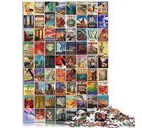 Vintage Travel Wall Art 1000 Pieces Puzzle Gifts Wooden Jigsaw Interesting Stress Reduction Jigsaw Puzzles 50x75cm