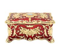 Vintage Treasure Chest Box 19 x 13 x 9 Vintage Jewellery Box European Style Enamel Metal Jewellery Box Rectangular Storage Box with Double Layer for, #311, Zinc Alloy + Flannel, No Gemstone