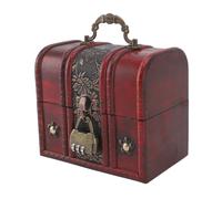Vintage Treasure Chest Box, Wooden Jewelry Box Treasure Storage Box Small Decorative Box Pirate Keepsakes Box for Women Girls (with 3 Digit Coded Lock)