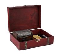 Vintage Treasure Chest Box, Wooden Jewelry Storage Box, Decorative Storage Boxe Retro Antique Handmade Gift Case with Metal Lock for Storing Pearl Chest, 23 * 16 * 7.5cm/9.1 * 6.3 * 3.0 In