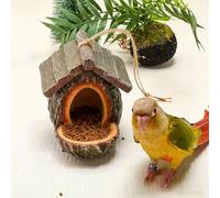 Vintage Tree Cabin Shape Bird Feeder, Feeders for Outdoors, Waterproof Resin Tree-Mounted Sculpture, Open Design Feeding Birdhouse with Feeding Tray for Outdoor Garden Decor Treehouse-shaped Feeder