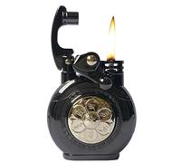 Vintage Trench Lighter Kerosene Lighter Cool Kerosene Lighters Reusable Soft Flame Antique Gifts (Black+Gold A)