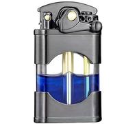 Vintage Trench Lighter Metal Rocker Lighter Reusable Metal Antique Soft Flame Lighters for Collection (Black)