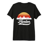 Vintage Trenton City Skyline Retro Sunset New Jersey Pride Premium T-Shirt