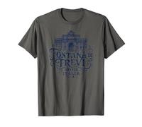 Vintage Trevi Fountain Rome Italy Navy Distressed Print T-Shirt