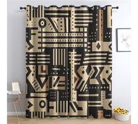 Vintage Tribal Blackout Curtains for Bedroom living Room, Bohemian Ethnic Curtains 46 x 90, 90 Inch Drop Curtains 2 Panels Set, Thermal Eyelet Drapes Decorative Patterned Window Treatments (Qy-&108)