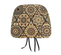 Vintage Tribal Mandala Flowers Islam, Arabic, Indian, Ottoman Motifs 2PCs Custom Auto Seat Headrest Cover, Universal Car Seat Headrest Cover, Soft Elastic Car Seat Headrest Protector for Car Truck