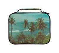 Vintage Tropical Coast with Palm Trees Above The Ocean Colored Pencil Bag Large Capacity Pencil Case for Colouring Pencils Pen Bag Marker Organizer