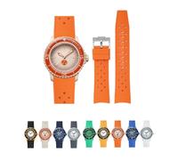 Vintage Tropical Curved End Premium SIlicone Rubber Watch Band- Compatible for Blancpain X Swatch Fifty Fathoms - 22mm - Replacement Watch Strap for BlancpainxSwatch with Tools (Orange, 22mm)