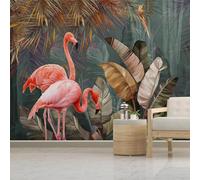 Vintage Tropical Plant Forest Banana Leaf Flamingo 3D Wallpaper Premium Textured Silk Study Dining Living Room Bedroom Sofa TV Wall Easy Install-150cm×105cm