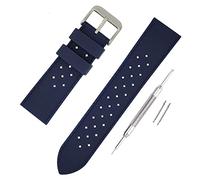 Vintage Tropical Silicone Diver Strap | 18 mm Navy Blue | Retro Rubber Dive Watch Band | Waterproof Perforated Rubber Dive Sport Watchstrap | Spring Bars and Tool Included (18mm, Navy Blue)