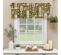 Vintage Tropical Valances for Windows, Pineapple Palm Tree Summer Vacation Brown Rod Pocket Valance Short Window Treatments Curtains for Kitchen Bathroom Bedroom Decor, 42 x 12 Inches