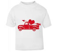 Vintage Truck Carrying Arrow Heart (Romantic Quotes for Couples, Anniversary) Short Sleeve Cotton Toddler t Shirt, 1-2 Years, White