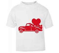 Vintage Truck Carrying Big Heart (Romantic Quotes for Couples, Anniversary) Short Sleeve Cotton Toddler t Shirt, 2-3 Years, White