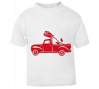 Vintage Truck Carrying Rose (Romantic Quotes for Couples, Anniversary) Short Sleeve Cotton Toddler t Shirt, 2-3 Years, White