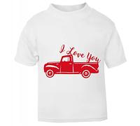 Vintage Truck I Love You (Romantic Quotes for Couples, Anniversary) Short Sleeve Cotton Toddler t Shirt, 2-3 Years, White