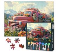 Vintage Truck Jigsaw Puzzles 1000 Pieces for Adults Old-fashioned Trucks and Wildflowers Puzzle Family Challenge Game Challenging & Vivid Detail Ideal for Puzzle Enthusiasts Size: 50x70cm