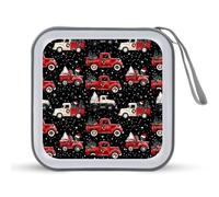 Vintage Trucks Christmas Trees Funny CD Holder 40 Capacity DVD Case Disc Protective Storage Organizer Bag for Car Home Travel