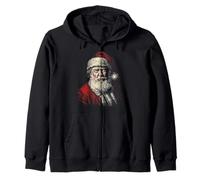 Vintage Trump Santa Face Art Funny Christmas Holiday Design Zip Hoodie
