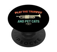 Vintage Trumpet Player Cat Lover Funny Music Design PopSockets Adhesive PopGrip