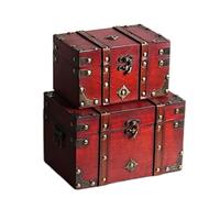 Vintage Trunk Set of 2 Wooden Treasure Chest Boxes Witchcraft Supplies Kit Witch Box Decorative Storage Chest Box with Lock Handcrafted Decorative Boxes with Lids Stackable Storage Chests Large