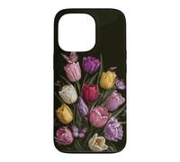 Vintage Tulip Bouquet Butterfly Garden Aesthetic Case for iPhone 13 Pro