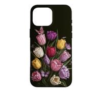 Vintage Tulip Bouquet Butterfly Garden Aesthetic Case for iPhone 16 Pro Max