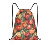 Vintage Tulip Flower Unisex Drawstring Bag Waterproof Swimming Bags Large Drawstring Backpack For Travel Holidays Picnic