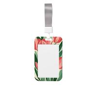 Vintage Tulips Pink Flowers Sliding Id Badge Holder Hard Plastic Work Card Case Name Tag Protector for Nurses Office