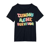 Vintage Tummy Ache Survivor Retro Men Women T-Shirt, Women's Plus, Black, 4X