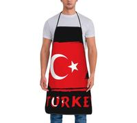Vintage Turkey Turkish Flag Unisex Apron Adjustable Kitchen Apron With Long Ties Chef Aprons For Gardening Cleaning Bbq