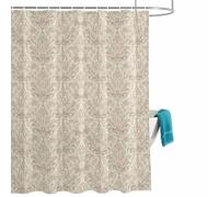 Vintage Turkish Pattern Shower Curtain for Bathroom, Medieval Brown Bohemia Style Waterproof Cloth Fabric Bathroom Accessories Set with 12 Rust Proof Plastic Hooks, 72” x 72”