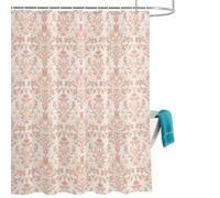 Vintage Turkish Pattern Shower Curtain for Bathroom, Orange Medieval Bohemia Style Waterproof Cloth Fabric Bathroom Accessories Set with 12 Rust Proof Plastic Hooks, 48” x 72”